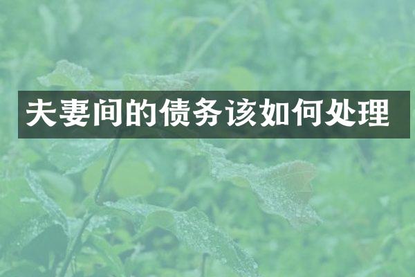 夫妻间的债务该如何处理