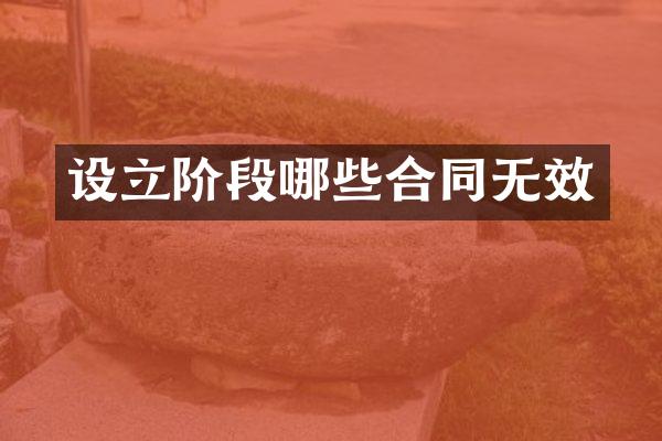 设立阶段哪些合同无效