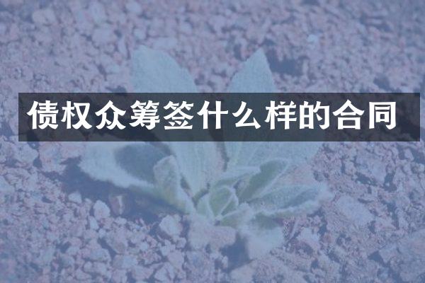 债权众筹签什么样的合同