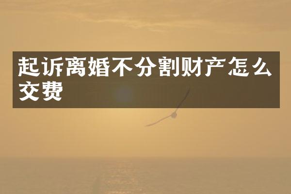 起诉离婚不分割财产怎么交费