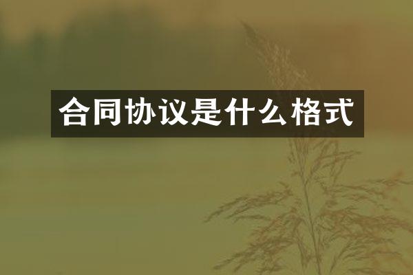 合同协议是什么格式