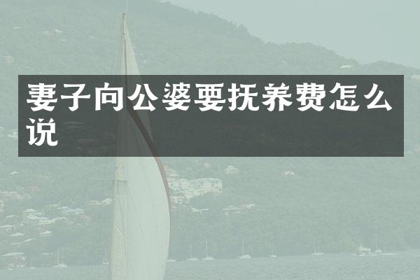 妻子向公婆要抚养费怎么说