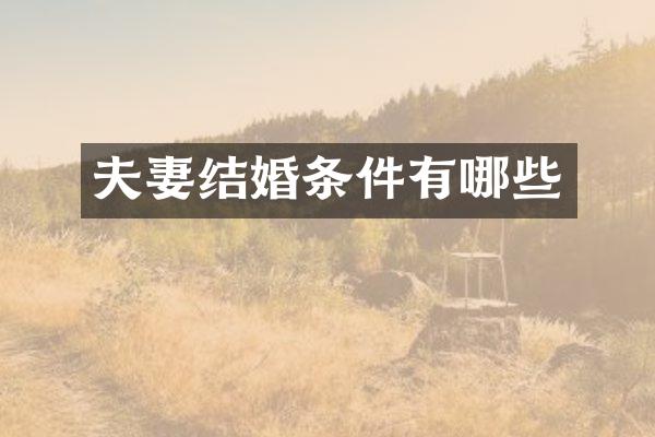 夫妻结婚条件有哪些