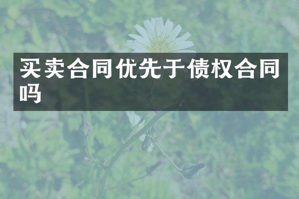 买卖合同优先于债权合同吗