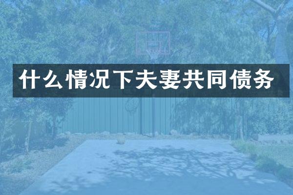 什么情况下夫妻共同债务