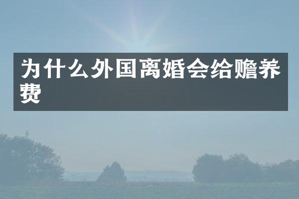 为什么外国离婚会给赡养费