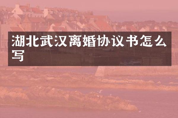 湖北武汉离婚协议书怎么写
