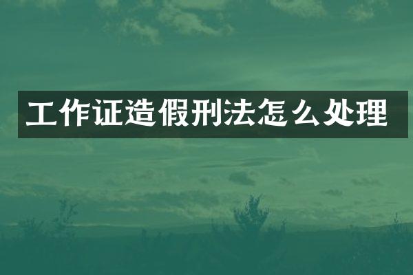 造假刑法怎么处理