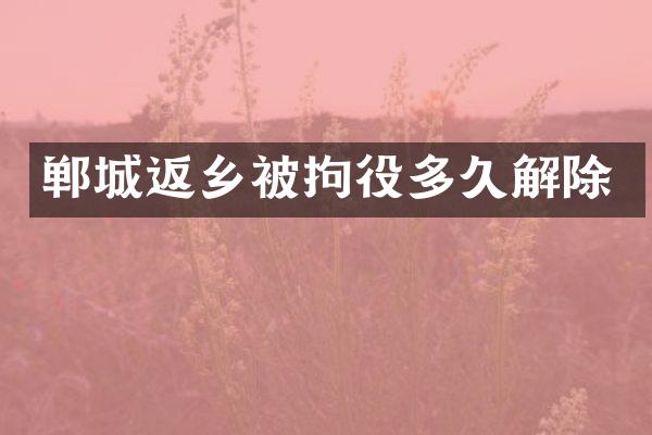 郸城返乡被拘役多久解除