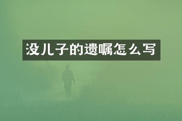 没儿子的遗嘱怎么写