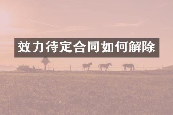 效力待定合同如何解除
