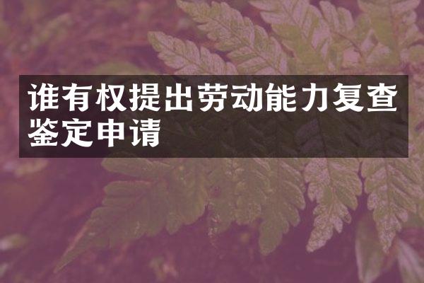 谁有权提出劳动能力复查鉴定申请