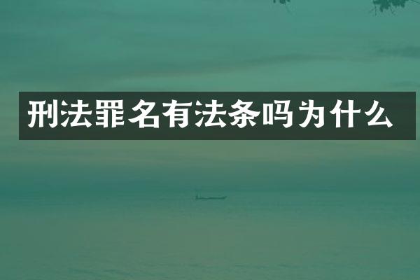刑法罪名有法条吗为什么