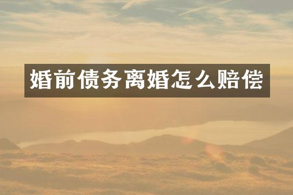 婚前债务离婚怎么赔偿