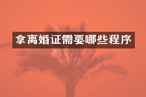 拿需要哪些程序
