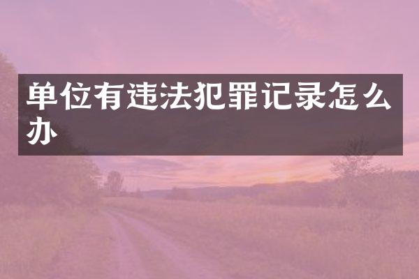 单位有违法犯罪记录怎么办