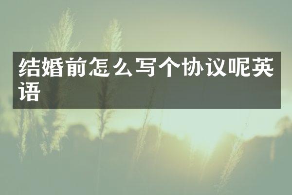 结婚前怎么写个协议呢英语