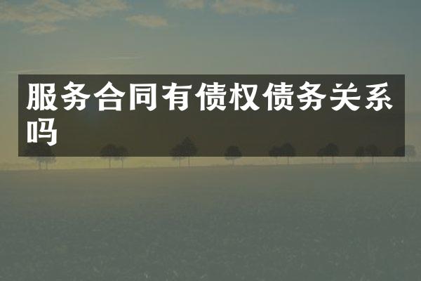 服务合同有债权债务关系吗