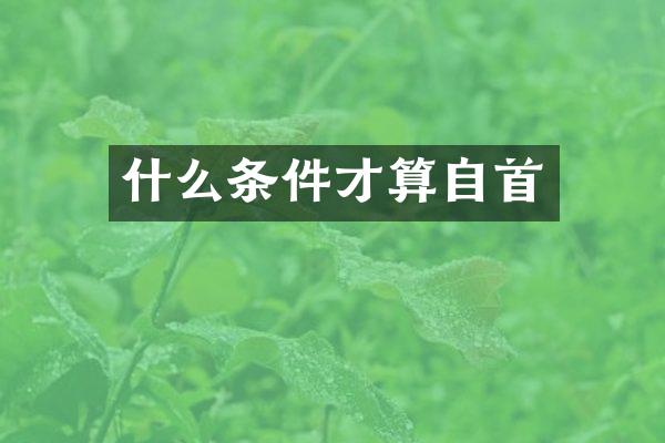什么条件才算自首