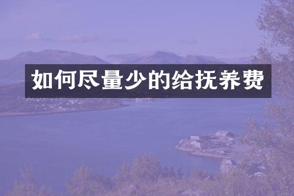如何尽量少的给抚养费