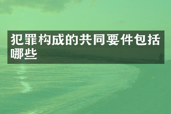 犯罪构成的共同要件包括哪些