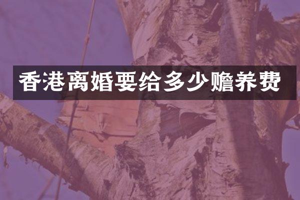 香港离婚要给多少赡养费