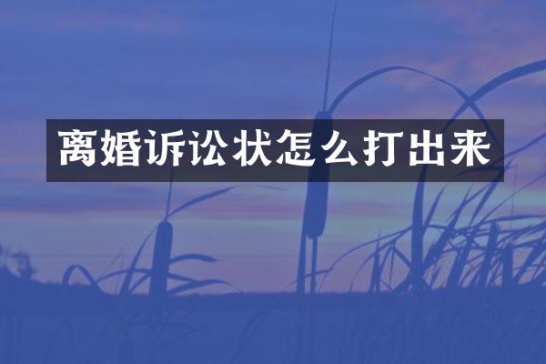 离婚诉讼状怎么打出来