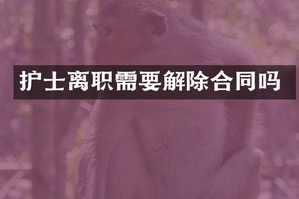 护士离职需要解除合同吗