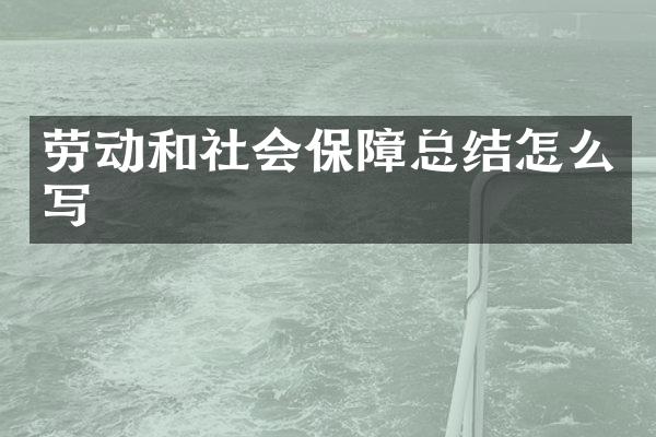 劳动和社会保障总结怎么写