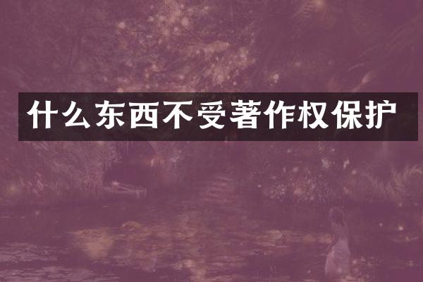 什么东西不受著作权保护