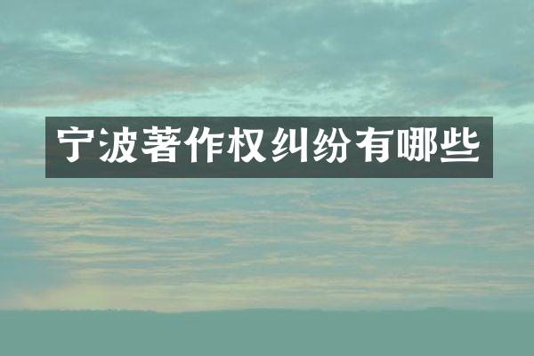 宁波著作权纠纷有哪些