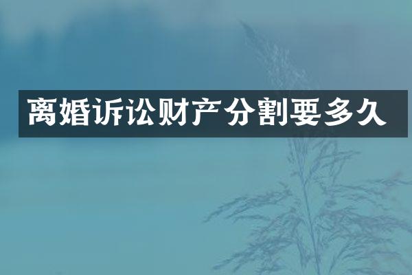 离婚诉讼财产分割要多久