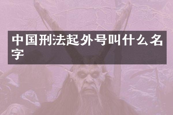 中国刑法起外号叫什么名字