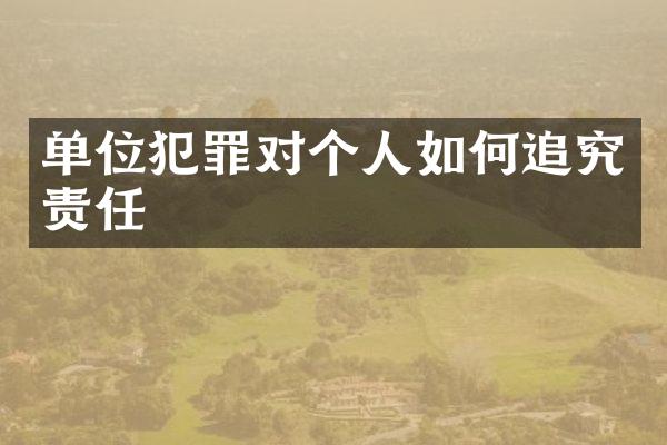 单位犯罪对个人如何追究责任