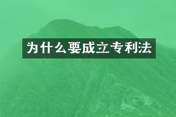 为什么要成立专利法