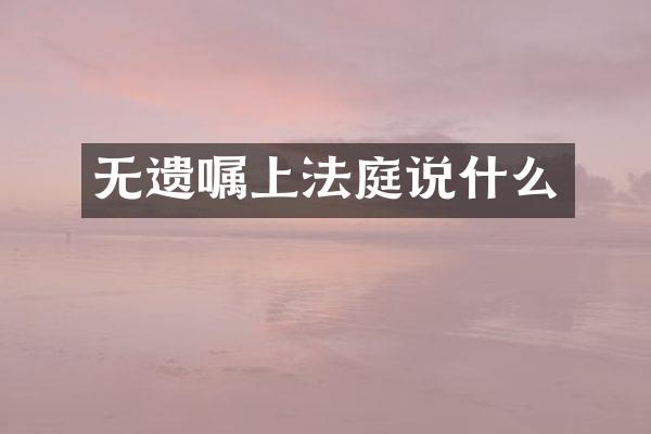 无遗嘱上法庭说什么