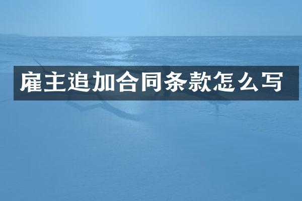 雇主追加合同条款怎么写