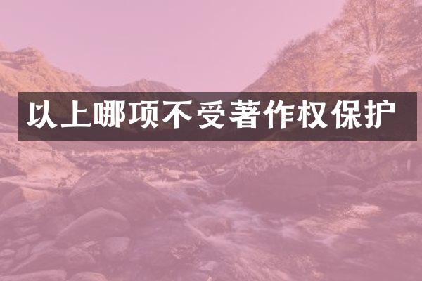 以上哪项不受著作权保护
