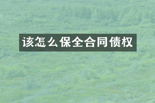 该怎么保全合同债权