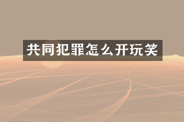 共同犯罪怎么开玩笑