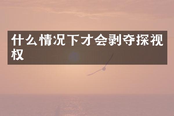 什么情况下才会剥夺探视权