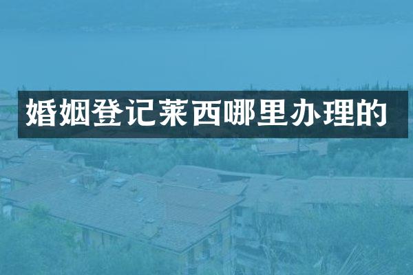 婚姻登记莱西哪里办理的