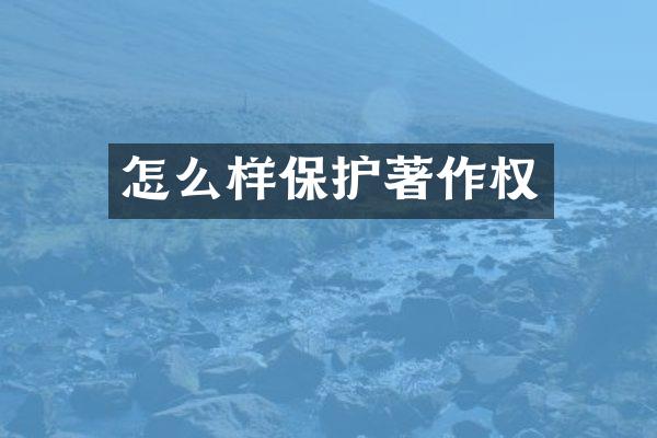 怎么样保护著作权
