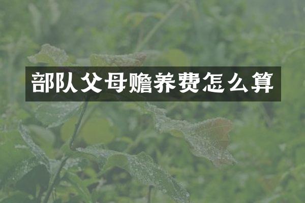 部队父母赡养费怎么算