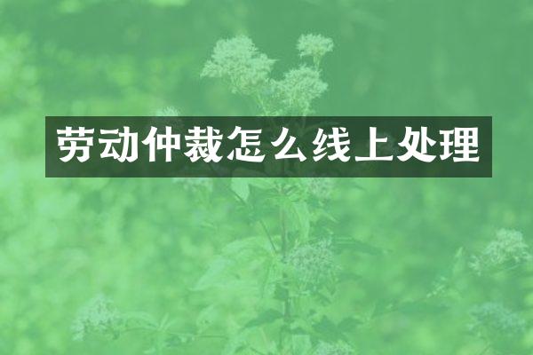 劳动仲裁怎么线上处理