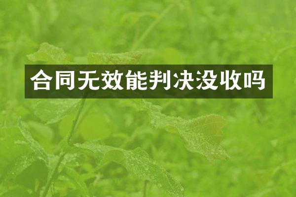 合同无效能判决没收吗