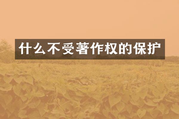 什么不受著作权的保护