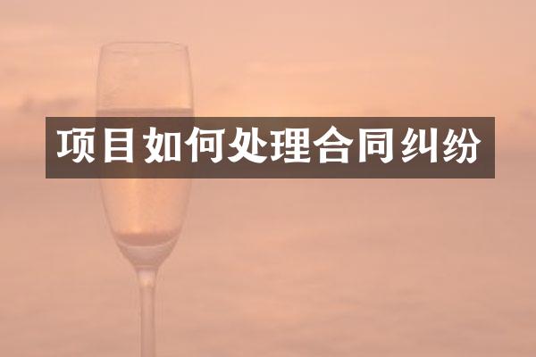 项目如何处理合同纠纷
