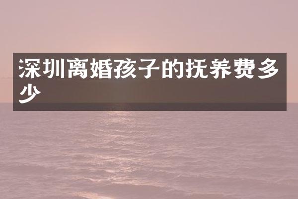 深圳离婚孩子的抚养费多少
