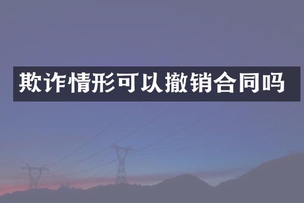 欺诈情形可以撤销合同吗